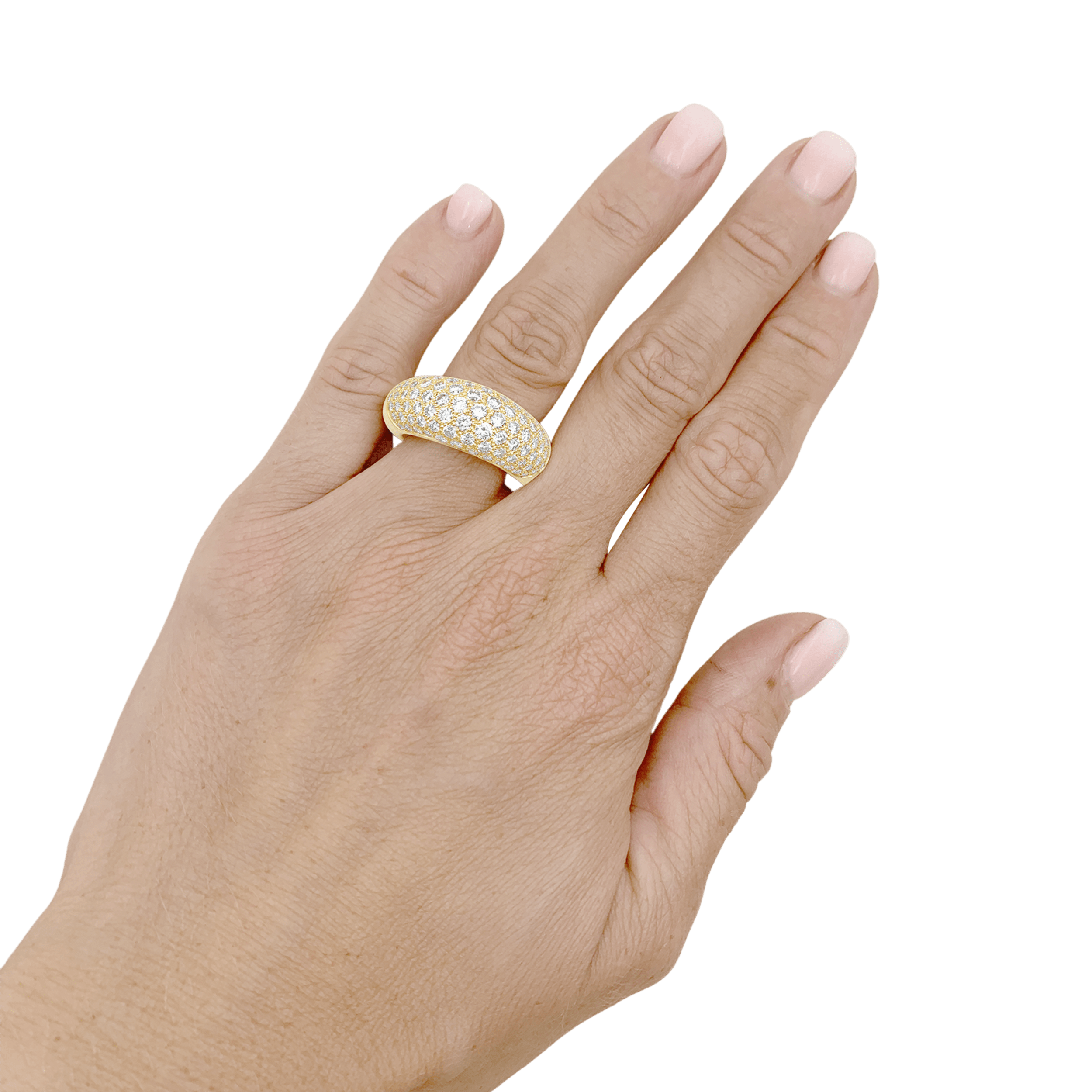 Bague jonc bombé, or jaune et diamants. 5