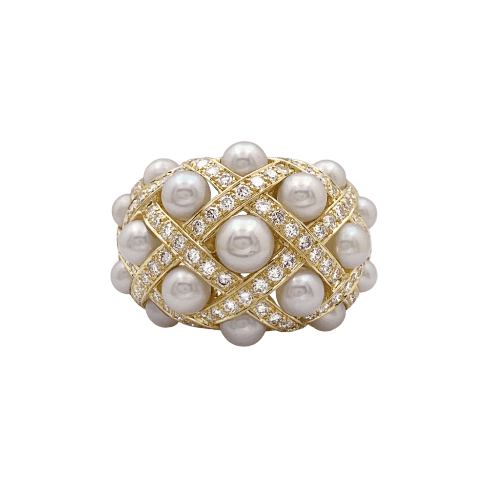 Bague Chanel, "Baroque", or jaune, diamants et perles.  1