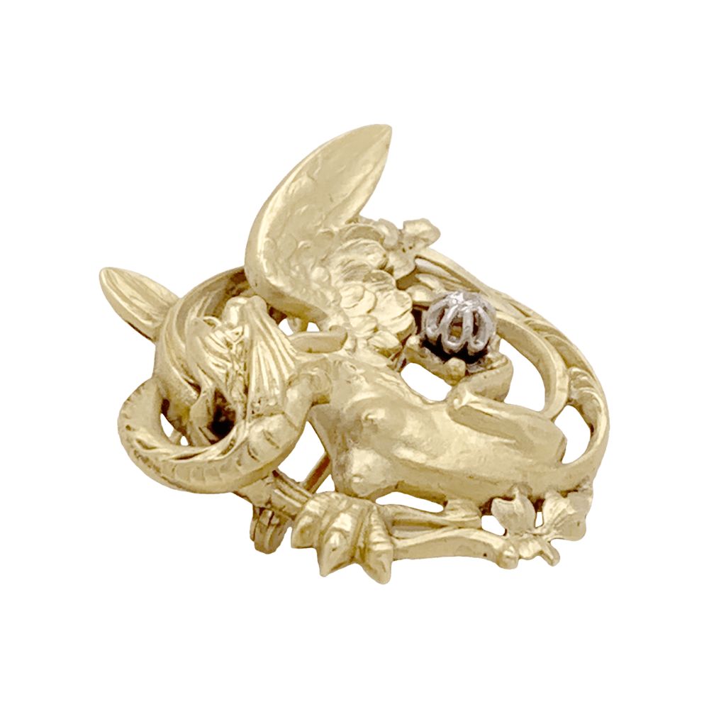 Broche "Dradon ailé", or jaune, diamant. 3