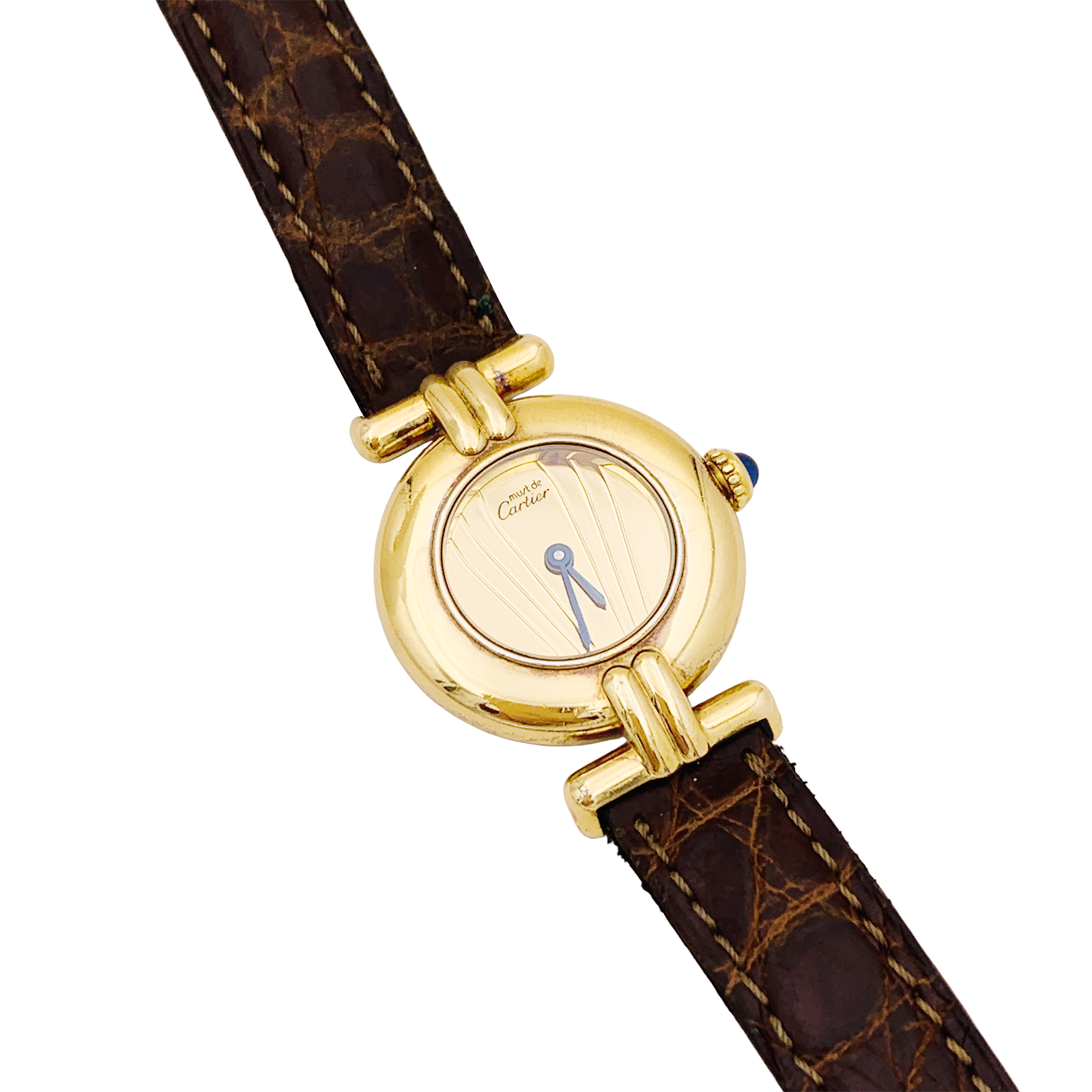 Montre Cartier, "Colisée Must", vermeil, cuir.  2