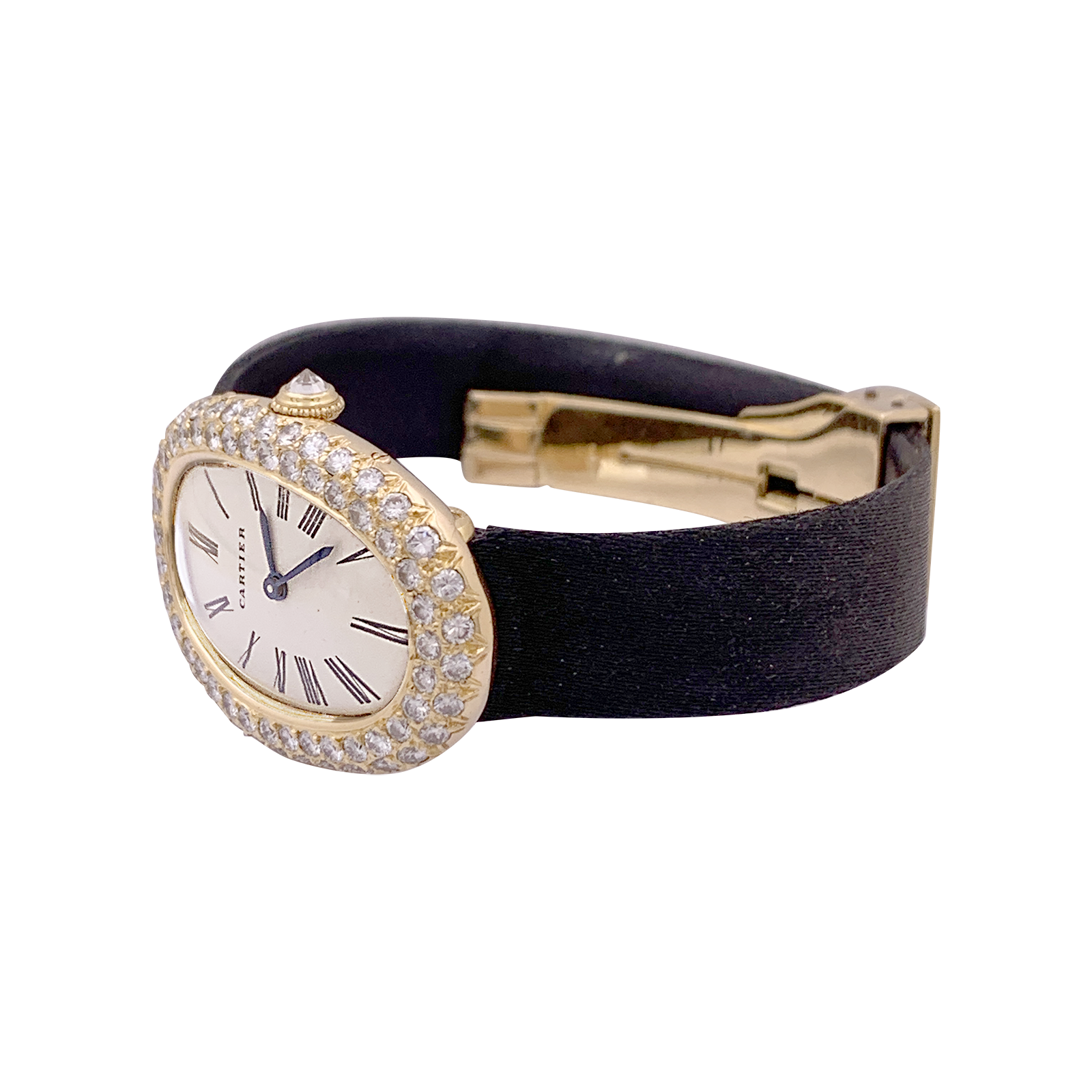 Montre Cartier, "Baignoire", or jaune, diamants. 4
