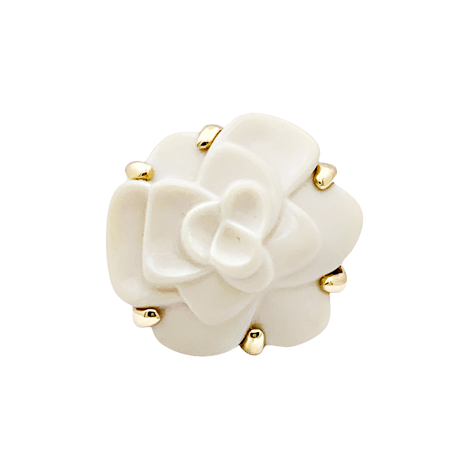 Bague Chanel, "Camélia", or jaune, agate. 1
