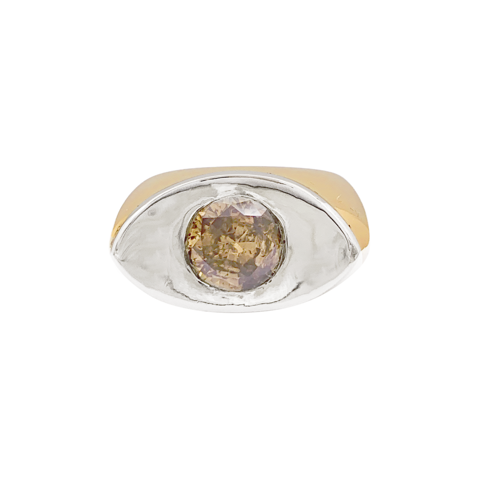 Bague moderniste or, diamant brun. 3