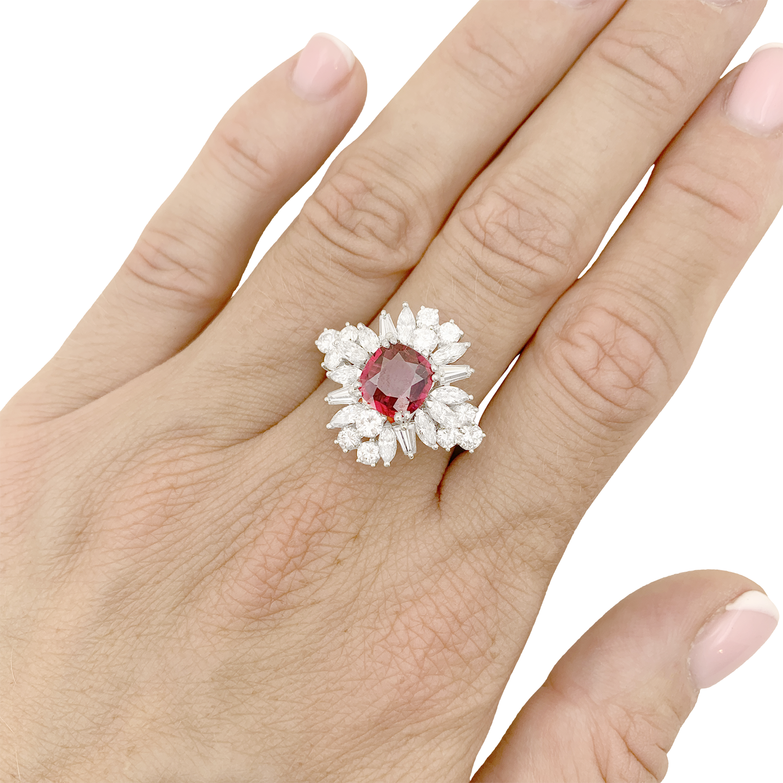 Bague jupe or blanc rubis 1,57 cts et diamants. 6