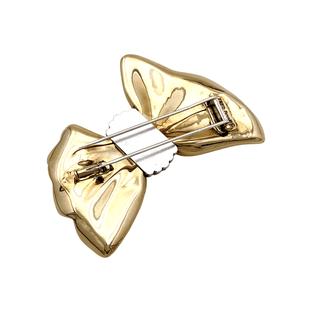 Broche Fred, "Nœud", or jaune et acier.  3