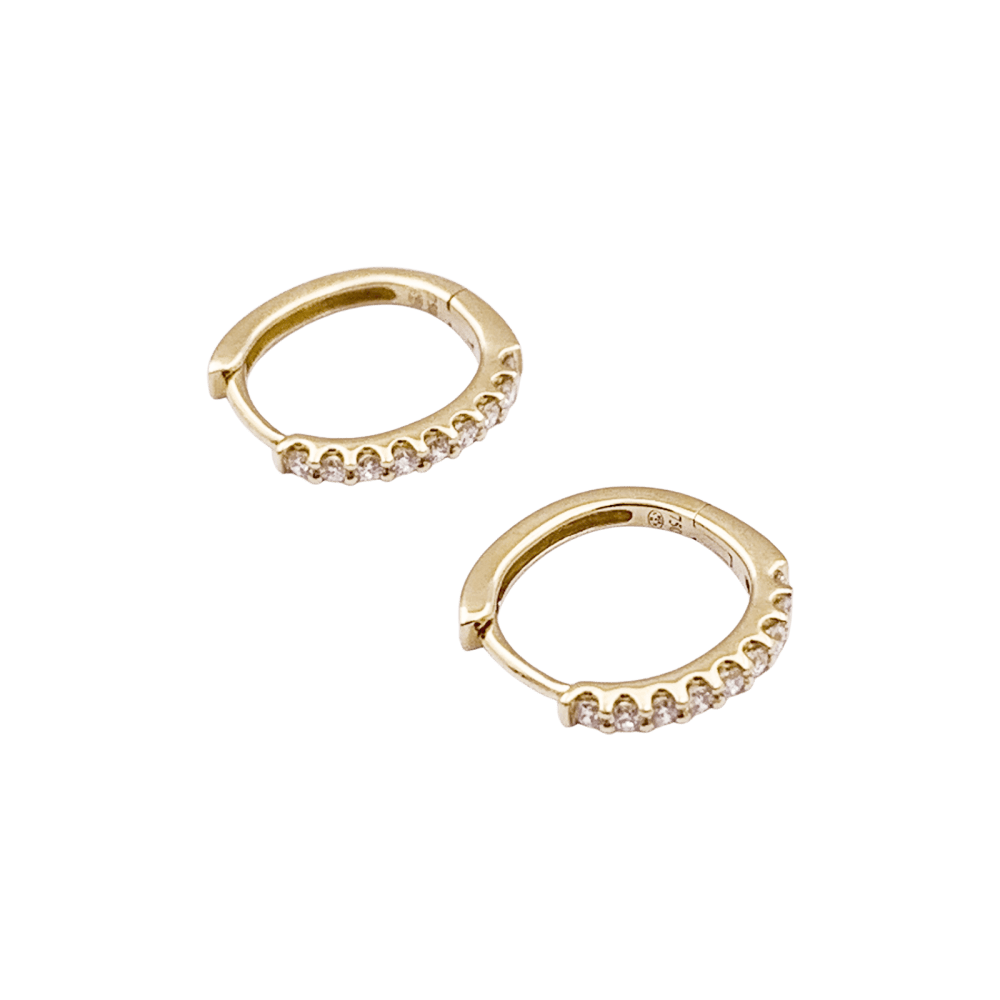 Boucles d'oreilles créoles, or jaune, diamants. 2