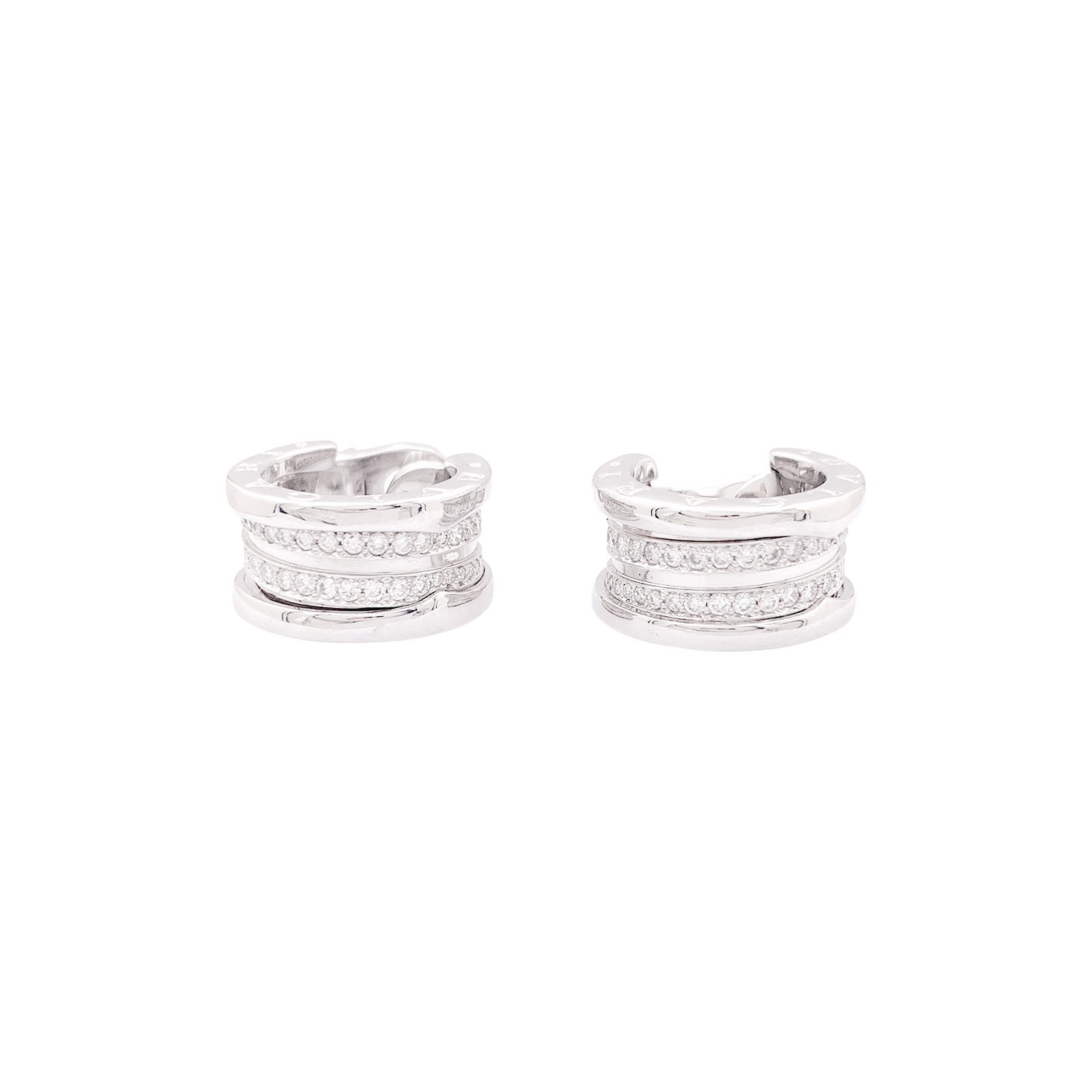 Créoles Bulagri "B.Zero1" or blanc, diamants. 3