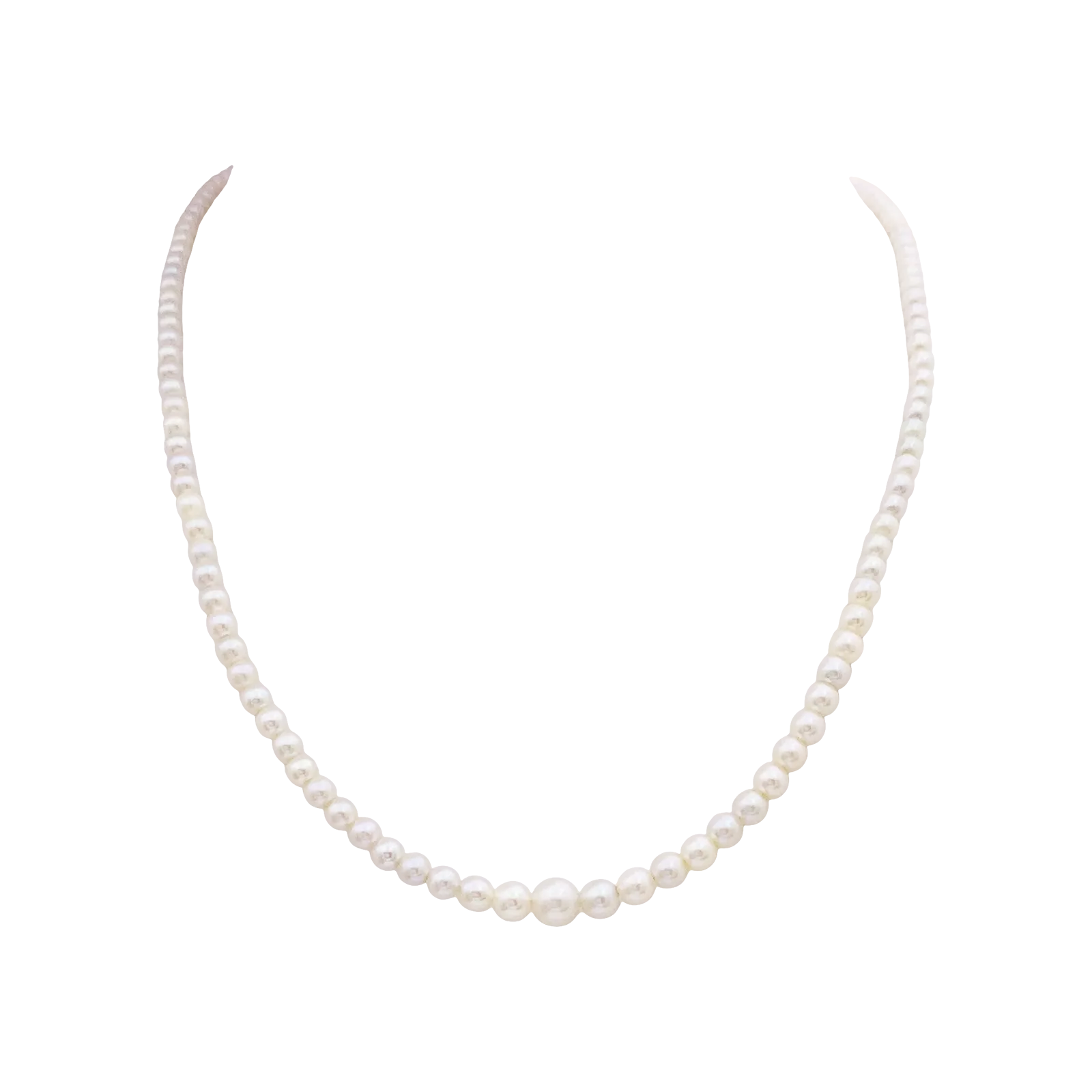Collier perles de culture en chute et or blanc. 1