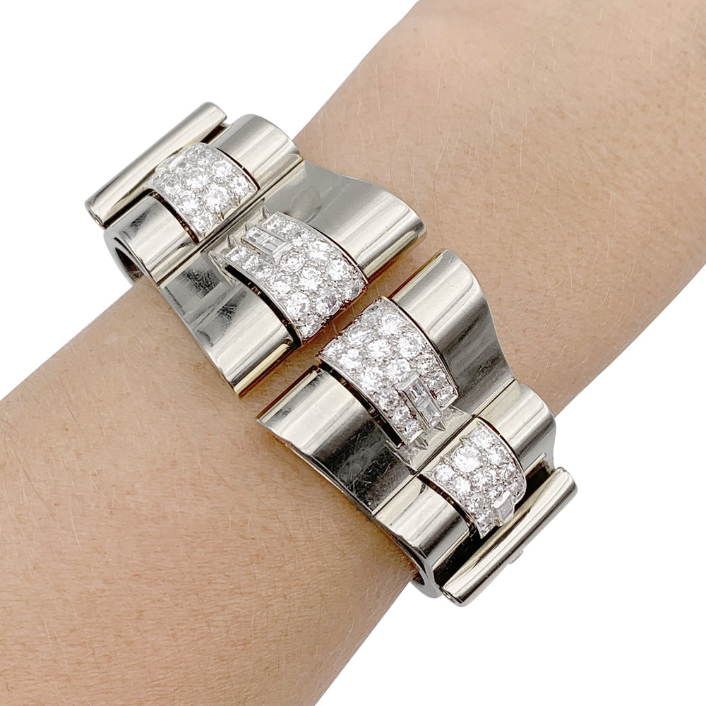 Bracelet Art Déco René Boivin, platine, or blanc, diamants. 12