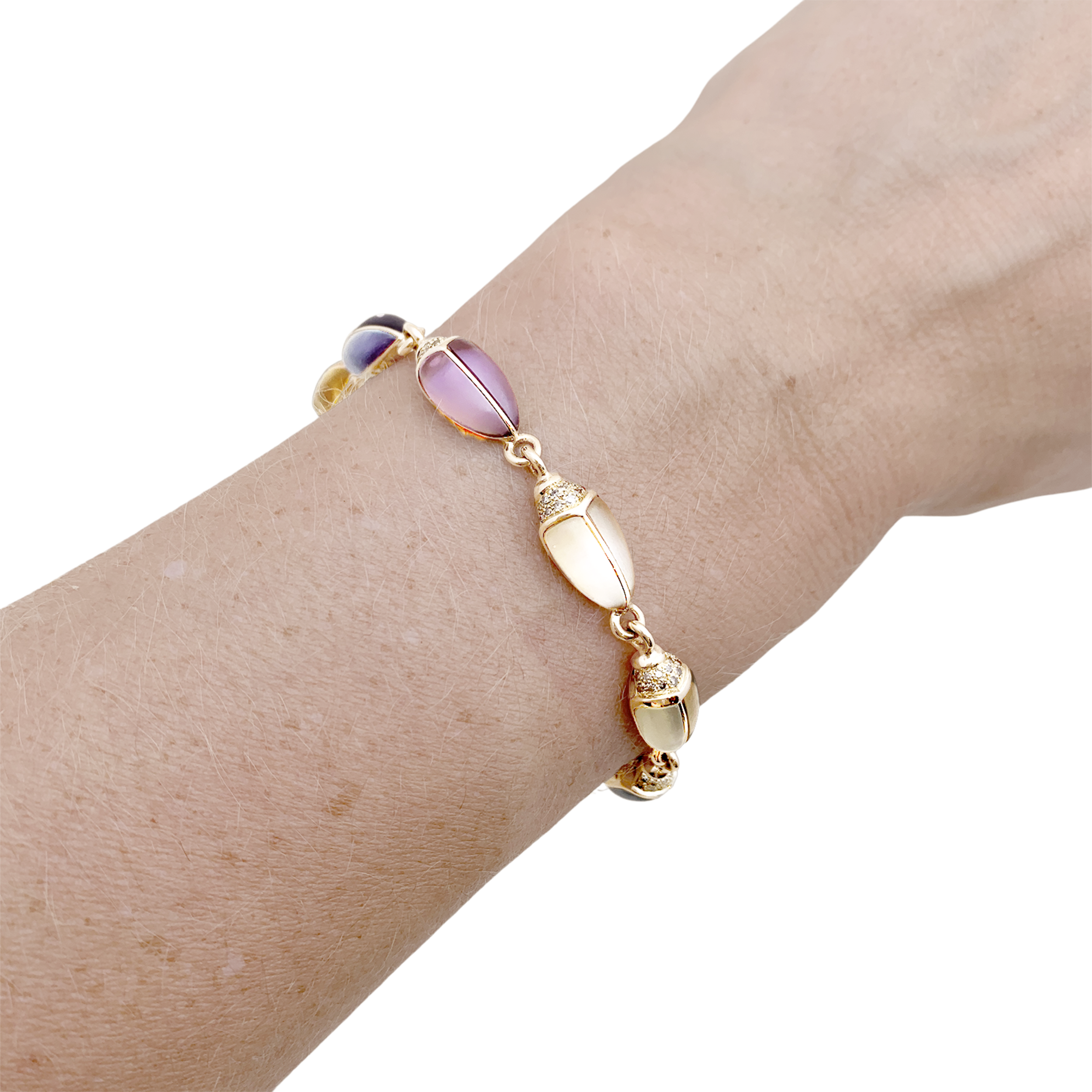 Bracelet Bibi Van Der Velden , «Mini Scarab Opal Eternity», or rose, pierres de couleurs.  6