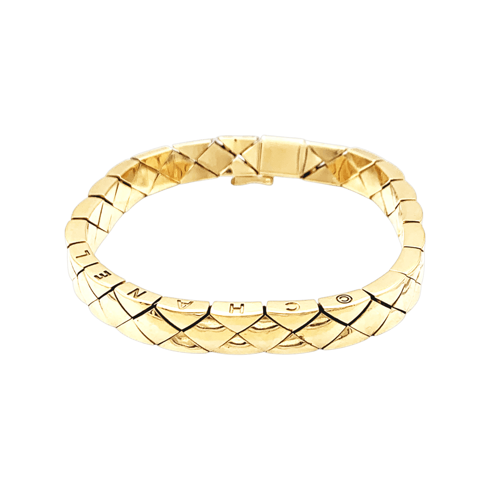 Bracelet Chanel, "Matelassé", or jaune.   2