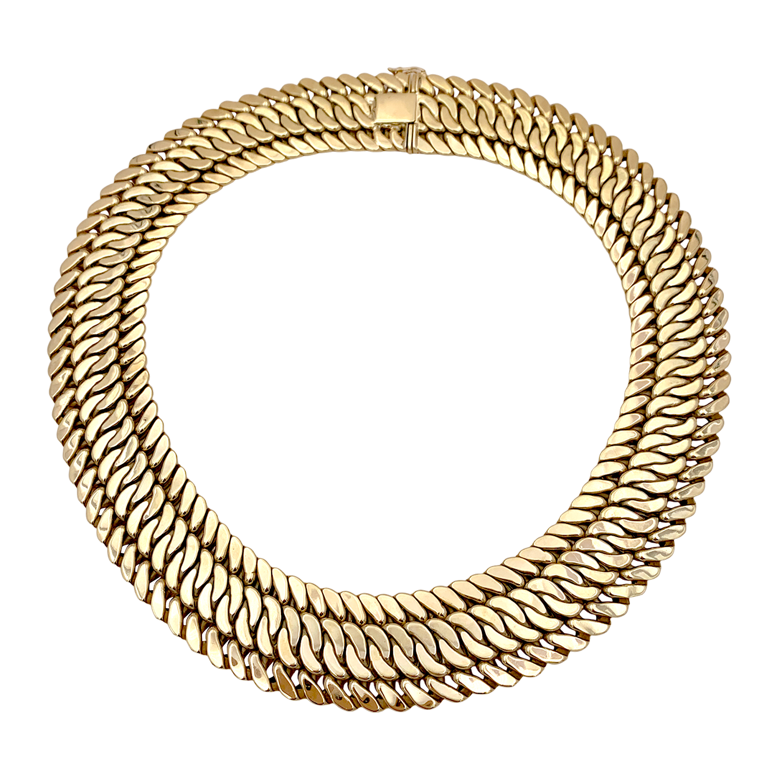 Collier en or jaune, maille américaine. 4