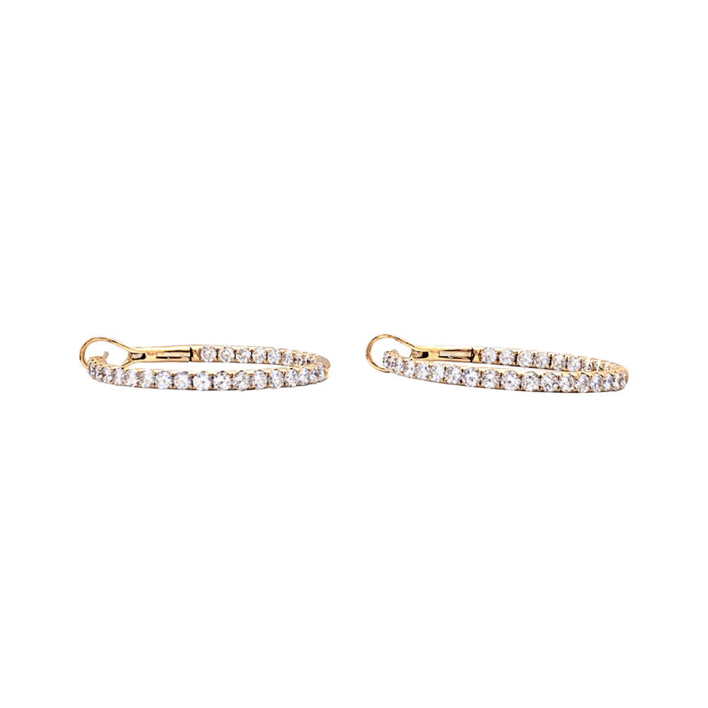 Boucles d'oreilles créoles, or rose et diamants.  4