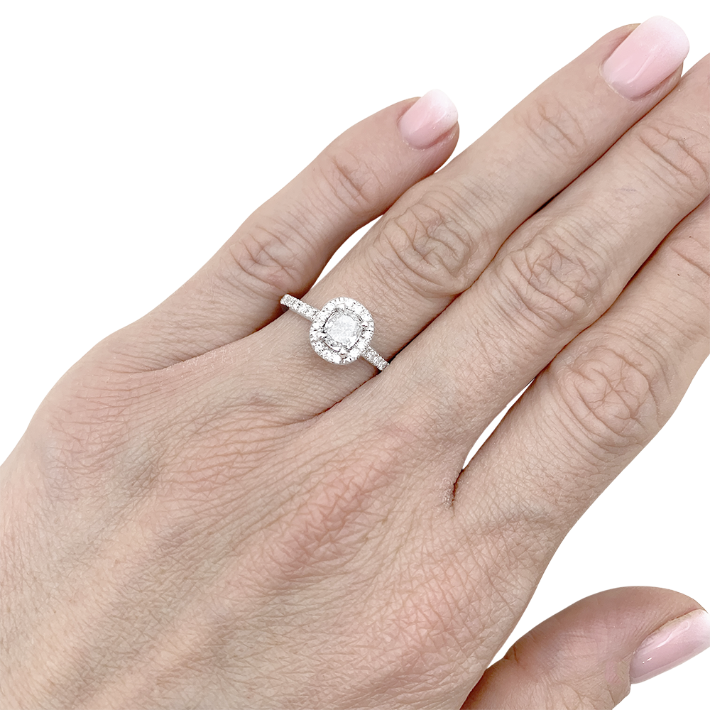 Bague solitaire or blanc, diamant 0,73 carat. 1