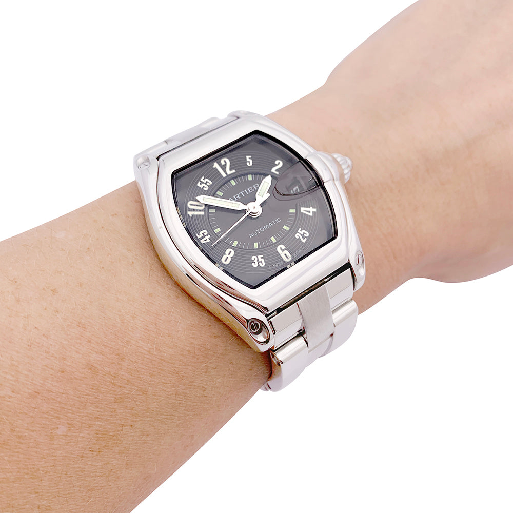 Montre Cartier Roadster en acier. bracelet cuir 5
