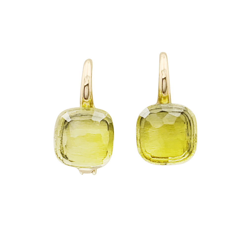 Boucles d'oreilles Pomellato, "Nudo", or rose et blanc et quartz lemon. 1
