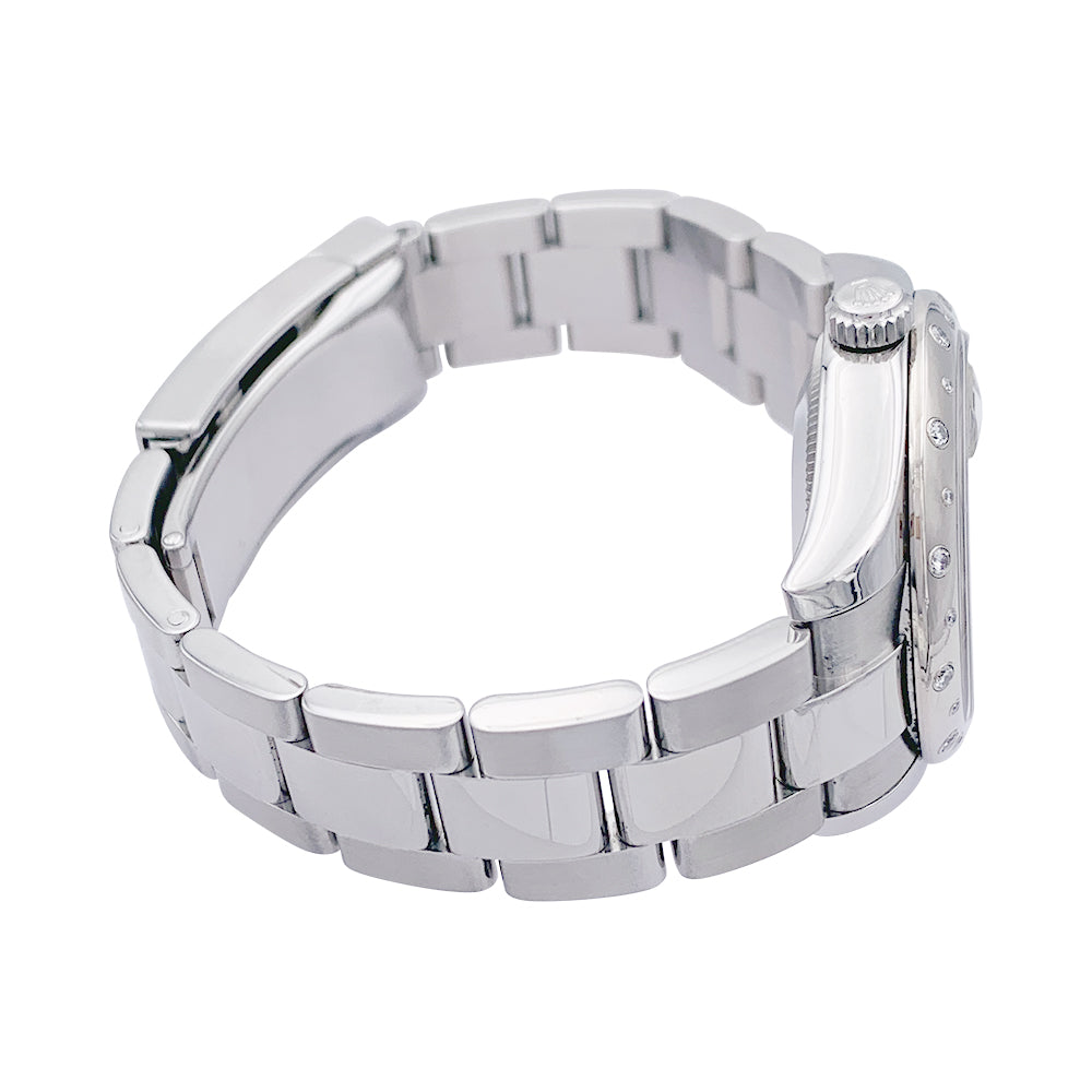 Montre Rolex, "Oyster Perpetual Datejust", acier, diamants. 4