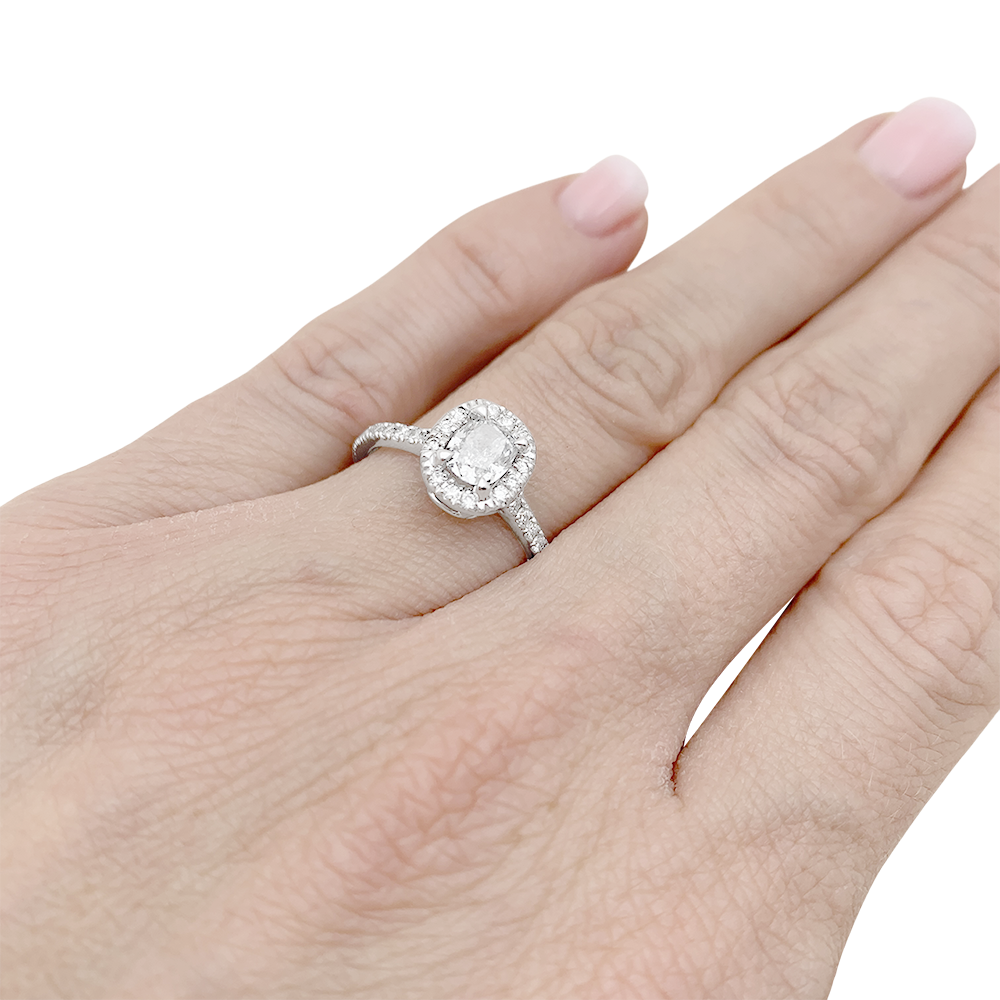Bague solitaire or blanc, diamant 0,73 carat. 2