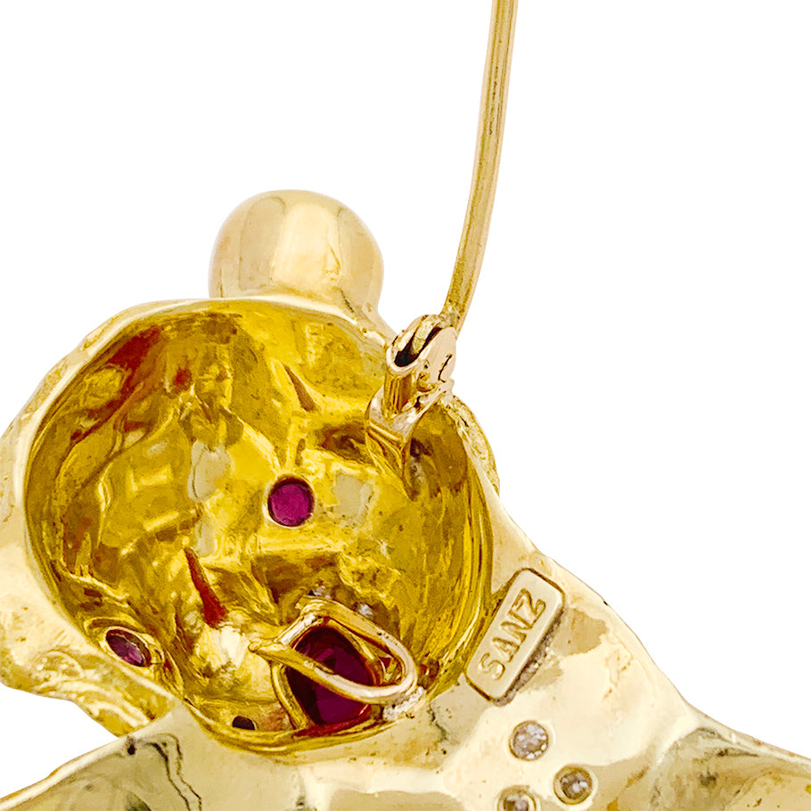 Broche Sanz, "Tigre", or jaune, diamants, rubis, émail. 5