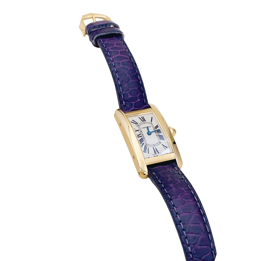Montre Cartier, "Tank Américaine", or jaune.  3