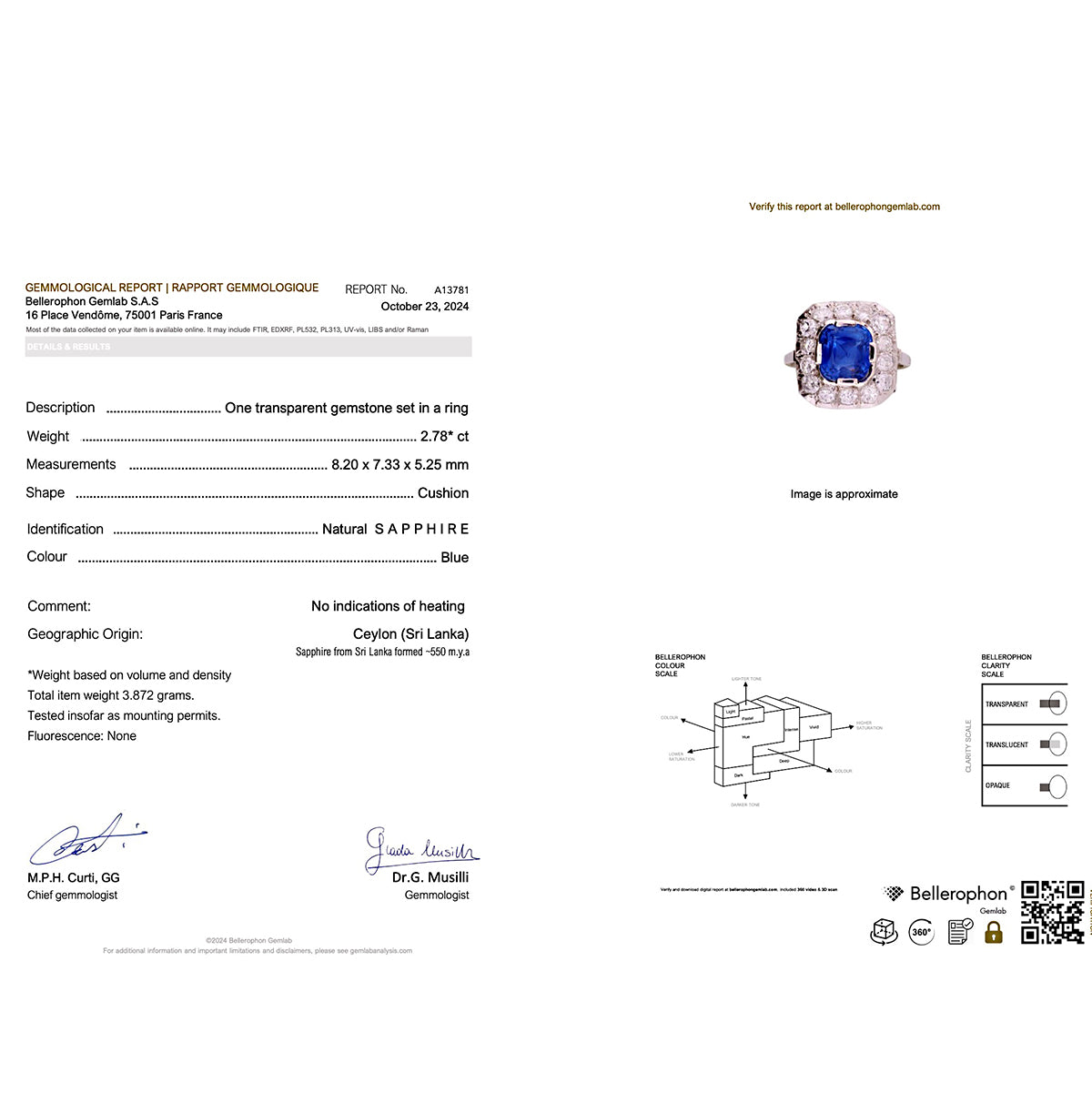 Bague "Pompadour" platine, or blanc, saphir, diamants. 1