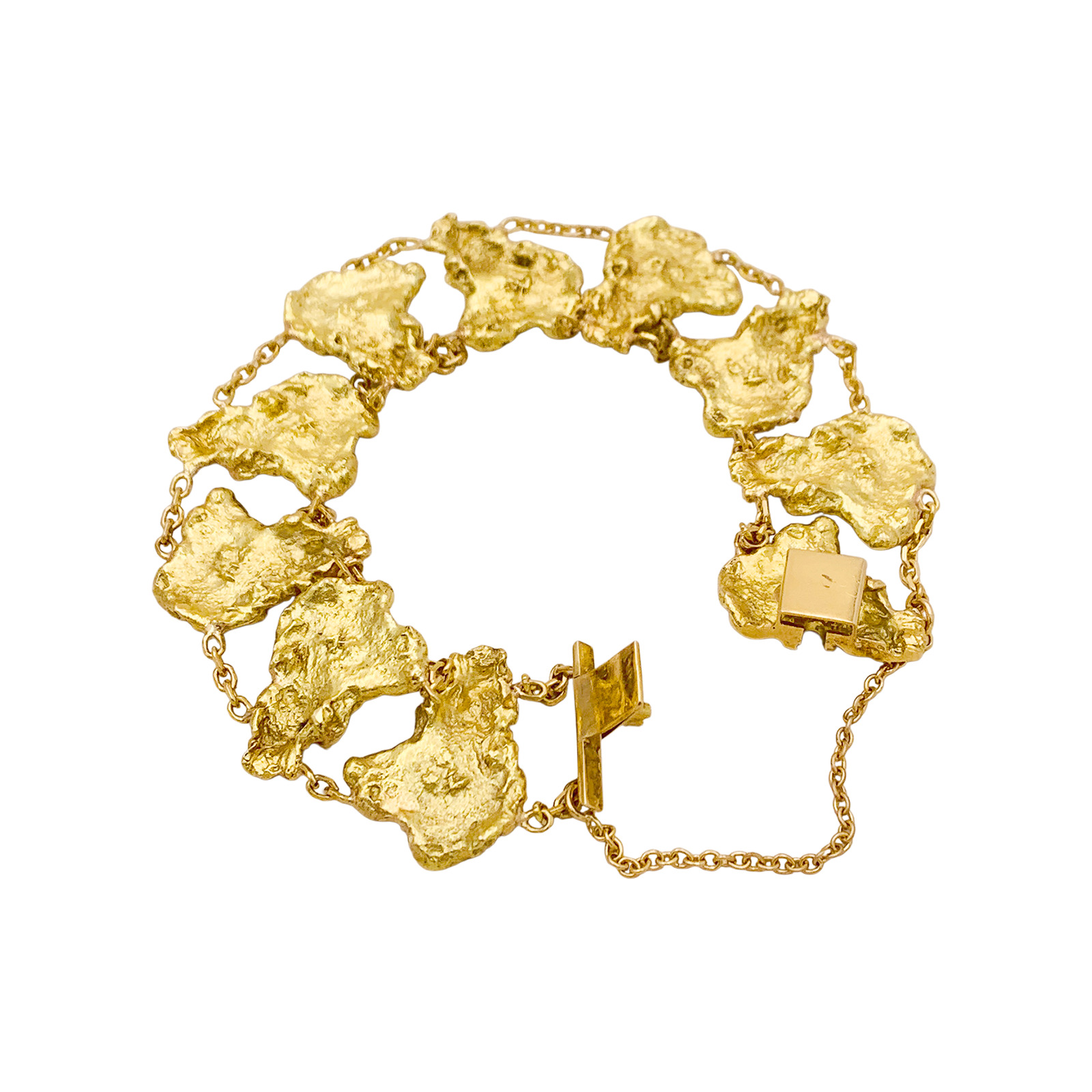 Bracelet vintage maillons style pépite, or jaune. 4