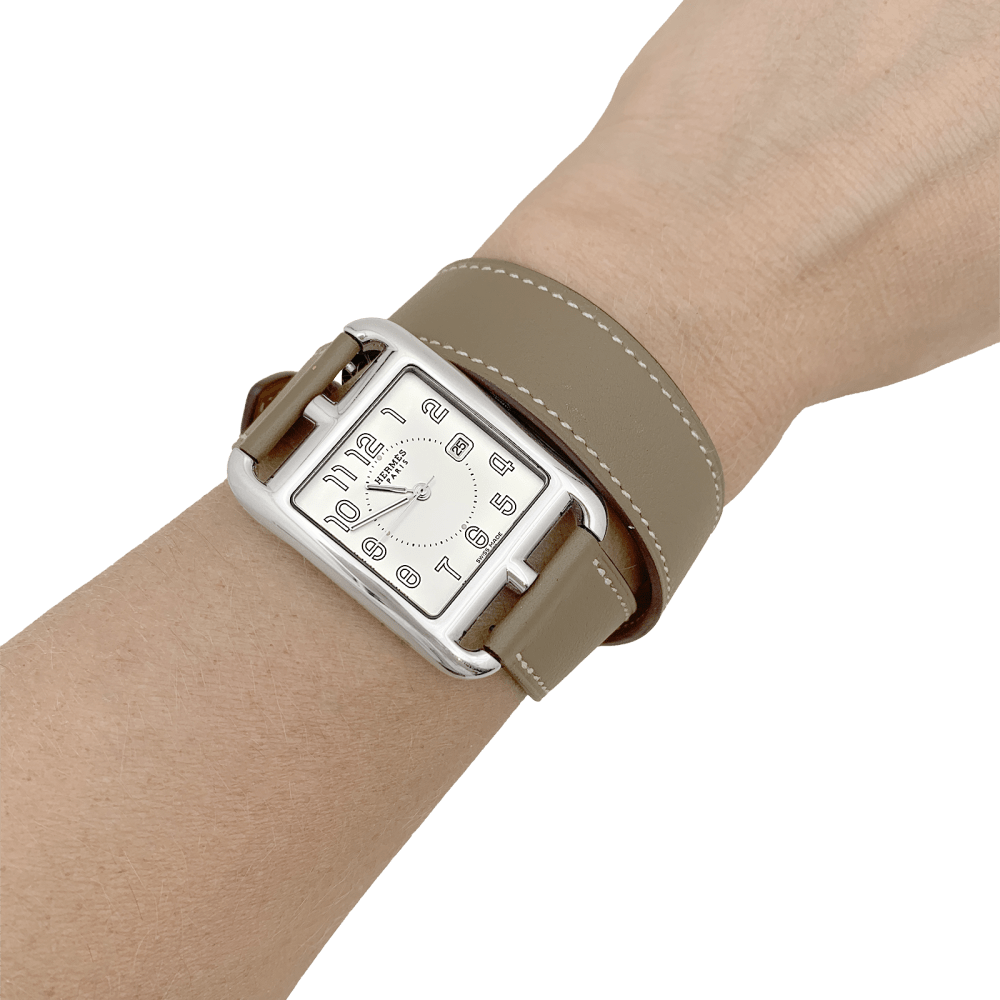 Montre Hermès, "Cape Cod", acier sur cuir.  4