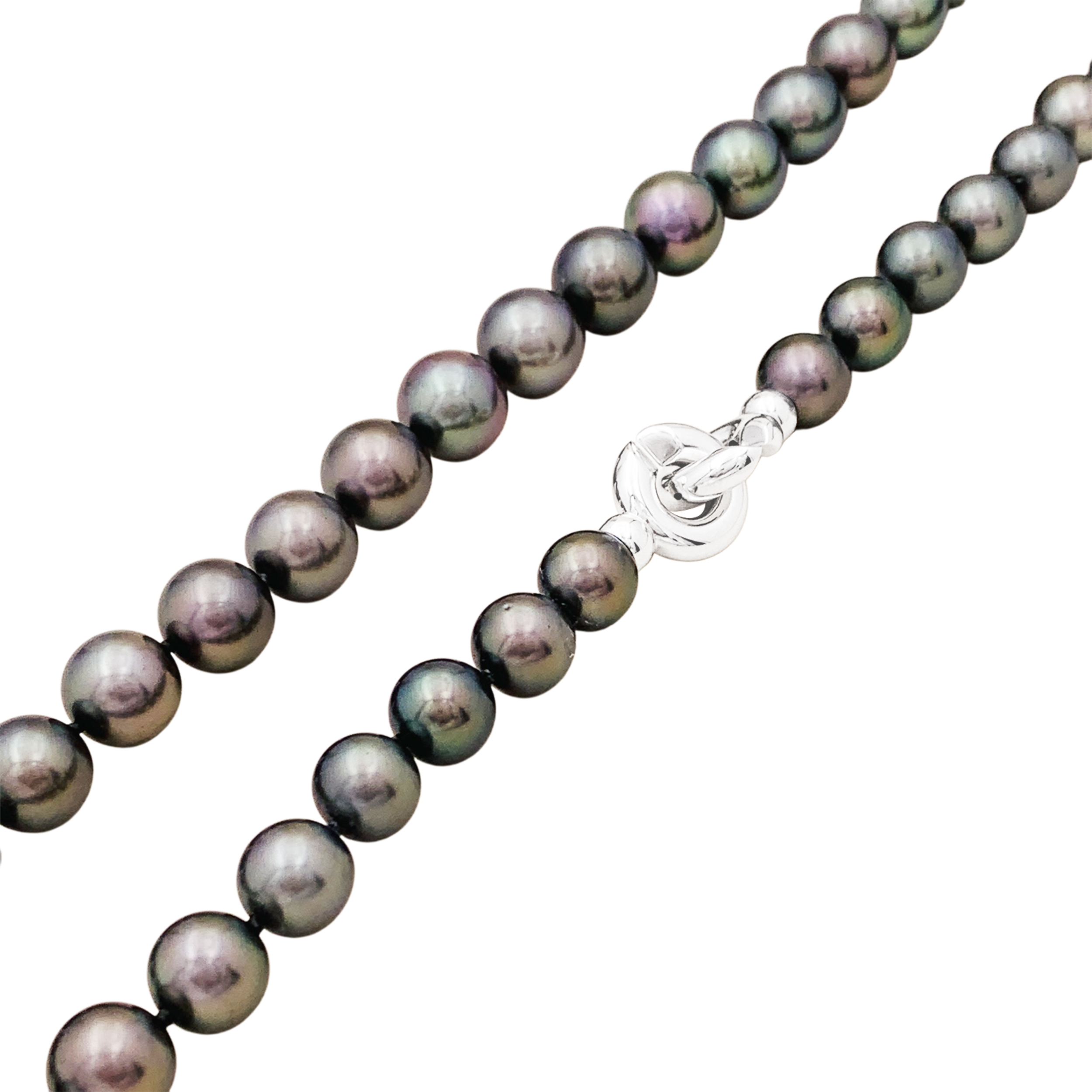 Collier 42 perles de Tahiti, fermoir en or blanc. 5