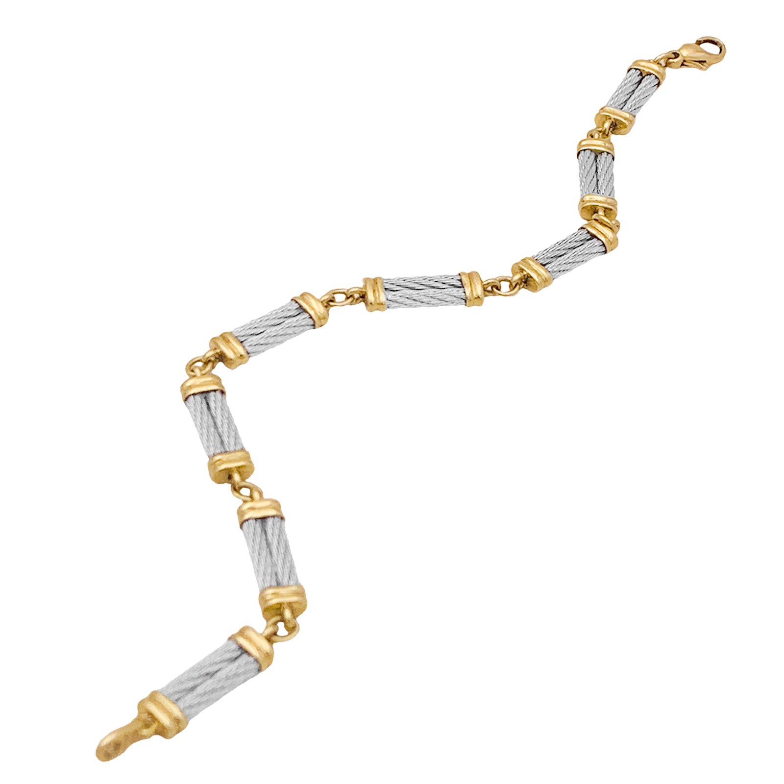 Bracelet Fred, "Force 10", en or jaune, acier. 3