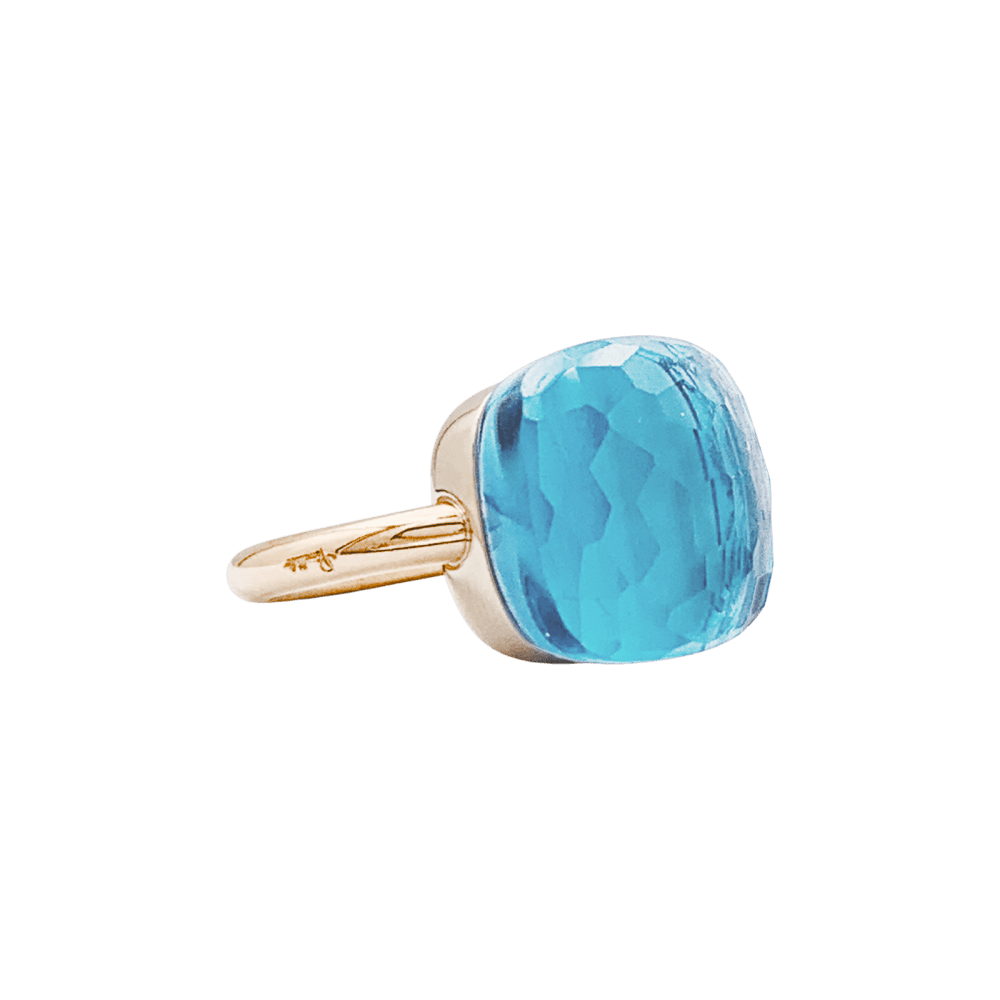 Bague Pomellato, "Nudo Maxi", deux ors et topaze bleue.  2