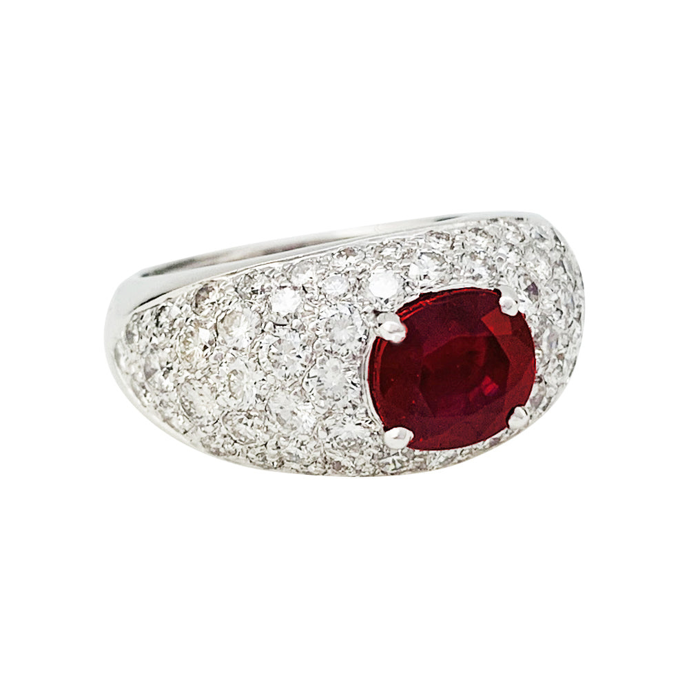 Bague jonc pavage diamant, rubis 1,78 carats. 3