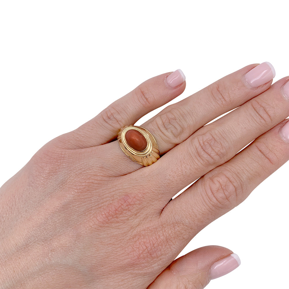 Bague Boucheron,"Jaïpur", or jaune, corail. 8