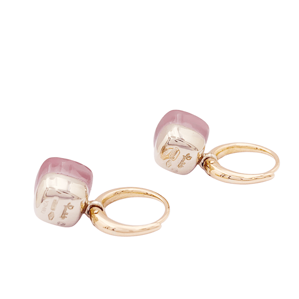 Boucles d'oreilles Pomellato, "Nudo", or rose et blanc et quartz rose. 4