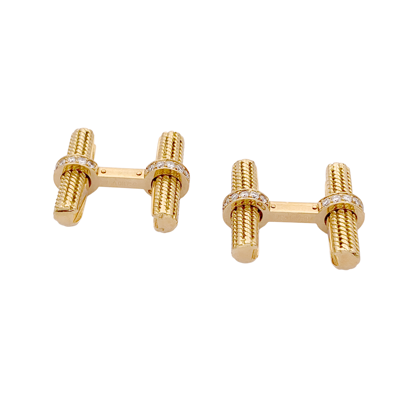Boutons de manchette VAN CLEEF ET ARPELS, or jaune et diamants. 2