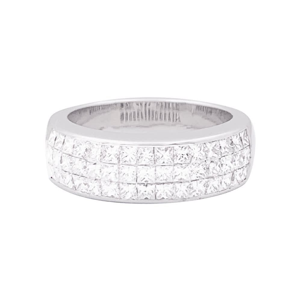 Bague pavage or blanc, diamants princesse. 1