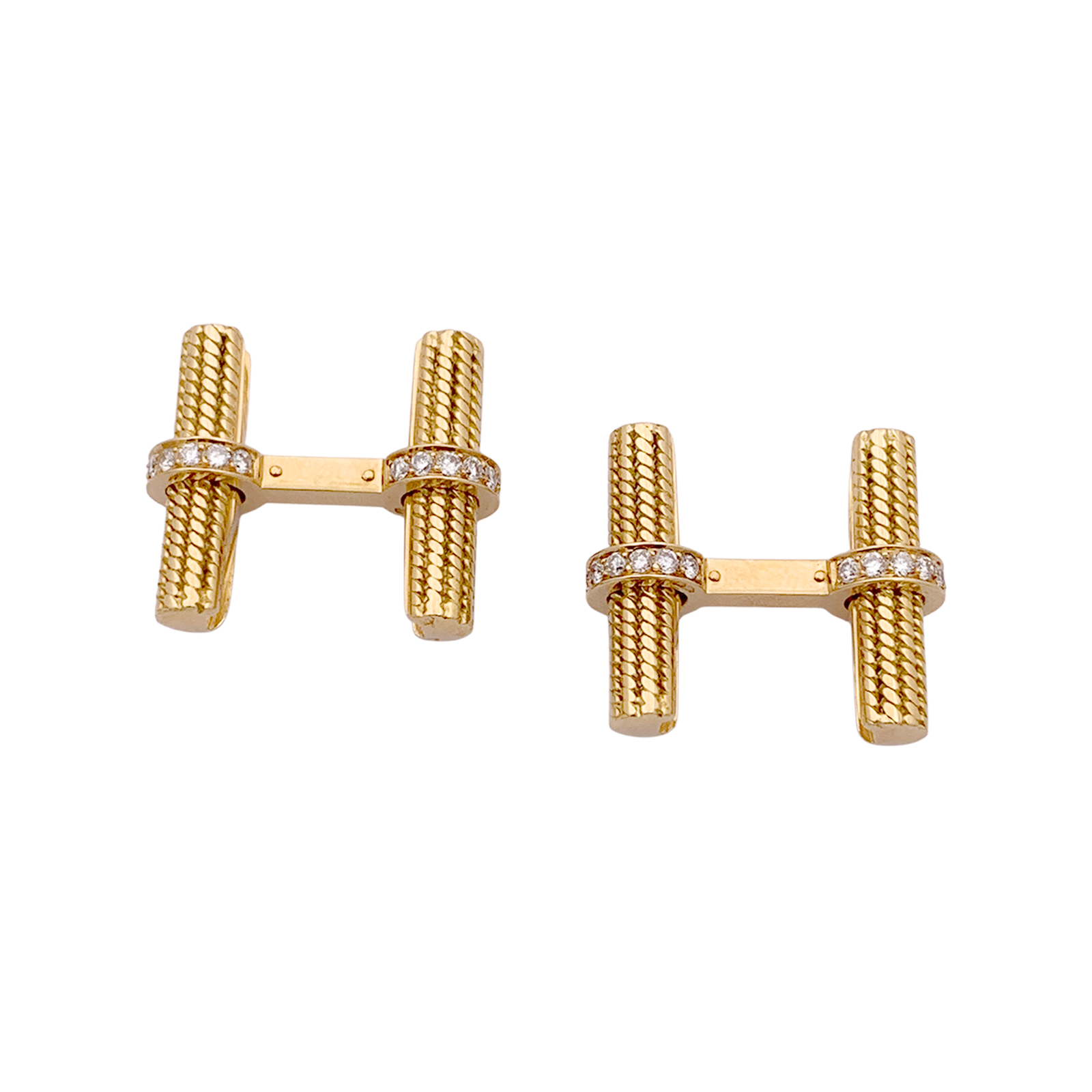 Boutons de manchette VAN CLEEF ET ARPELS, or jaune et diamants. 1