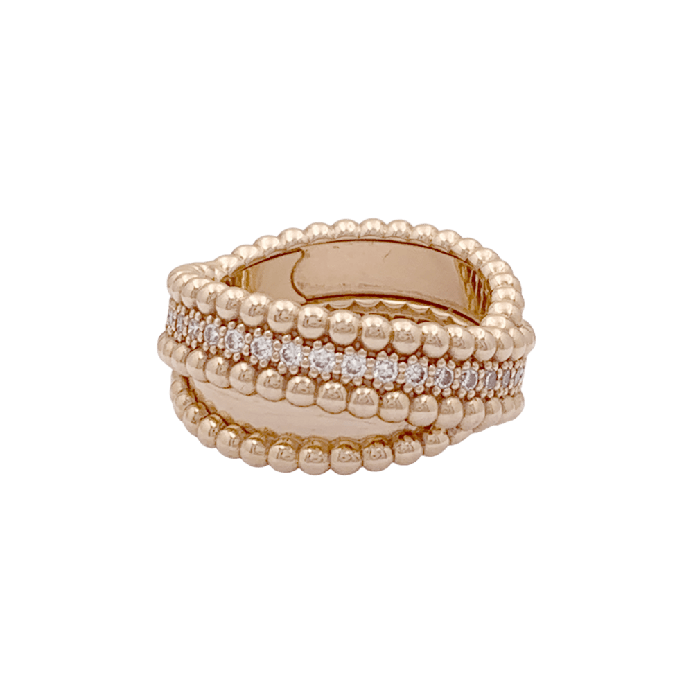 Bague VAN CLEEF ET ARPELS,"Duo Perlée", or rose, diamants.  4