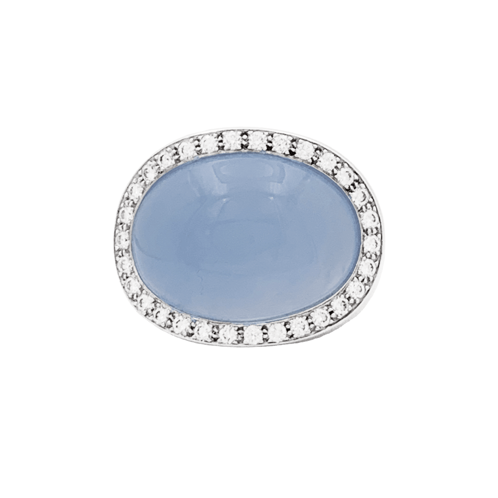 Bague Van Cleef & Arpels or blanc, calcédoine et diamants. 1