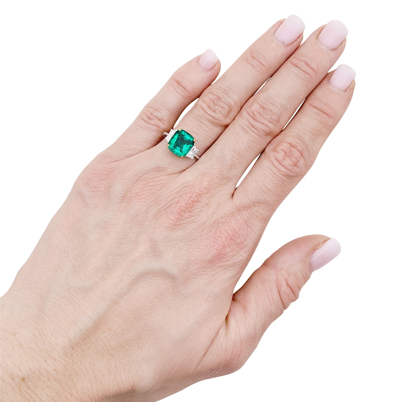 Bague émeraude, deux ors et diamants. 5