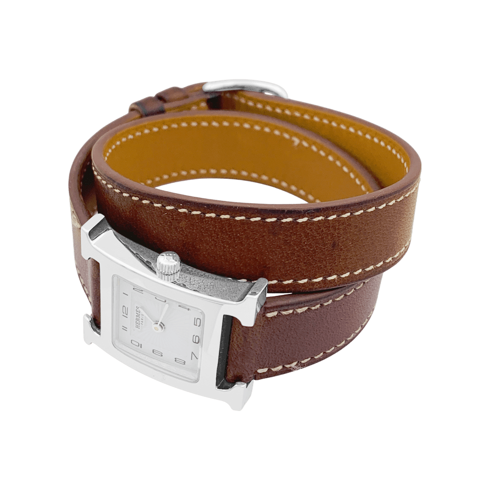 Montre Hermès, "Heure H", acier sur cuir. 3