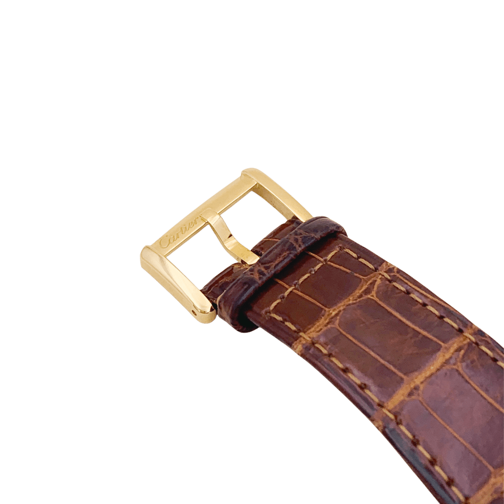Montre Cartier, "Divan", or jaune, cuir. 4