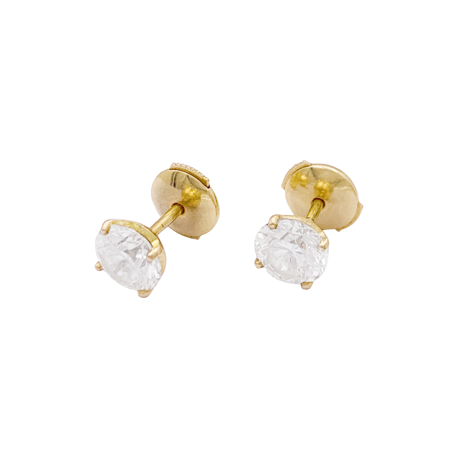 Puces d'oreille diamant, or jaune.  3