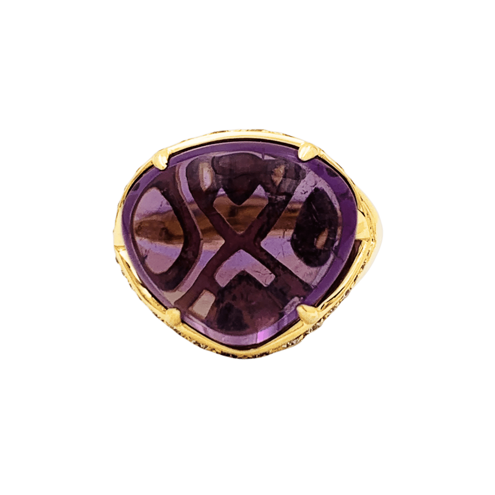 Bague Bulgari, "Sassi Mediterranean Eden", or jaune, améthyste et diamants.  1