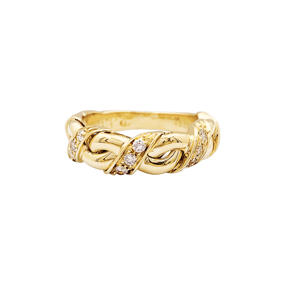 Bague Chaumet, "Tresse", or jaune et diamants.  1