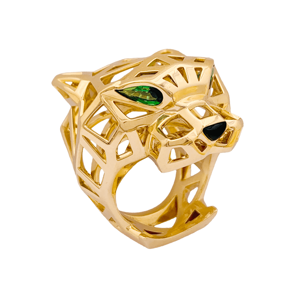 Bague Cartier, "Panthère de Cartier", or jaune, tsavorites, onyx. 1
