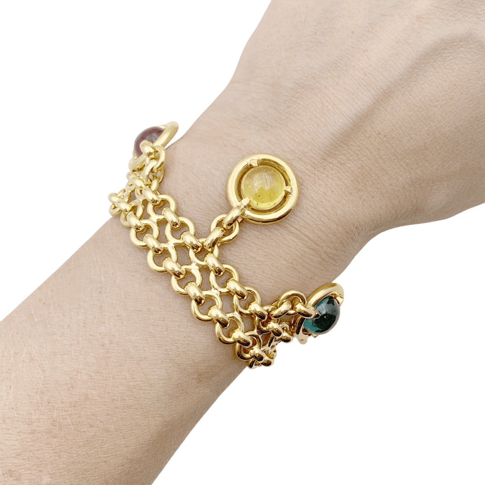 Bracelet or jaune, tourmalines de couleur. 5