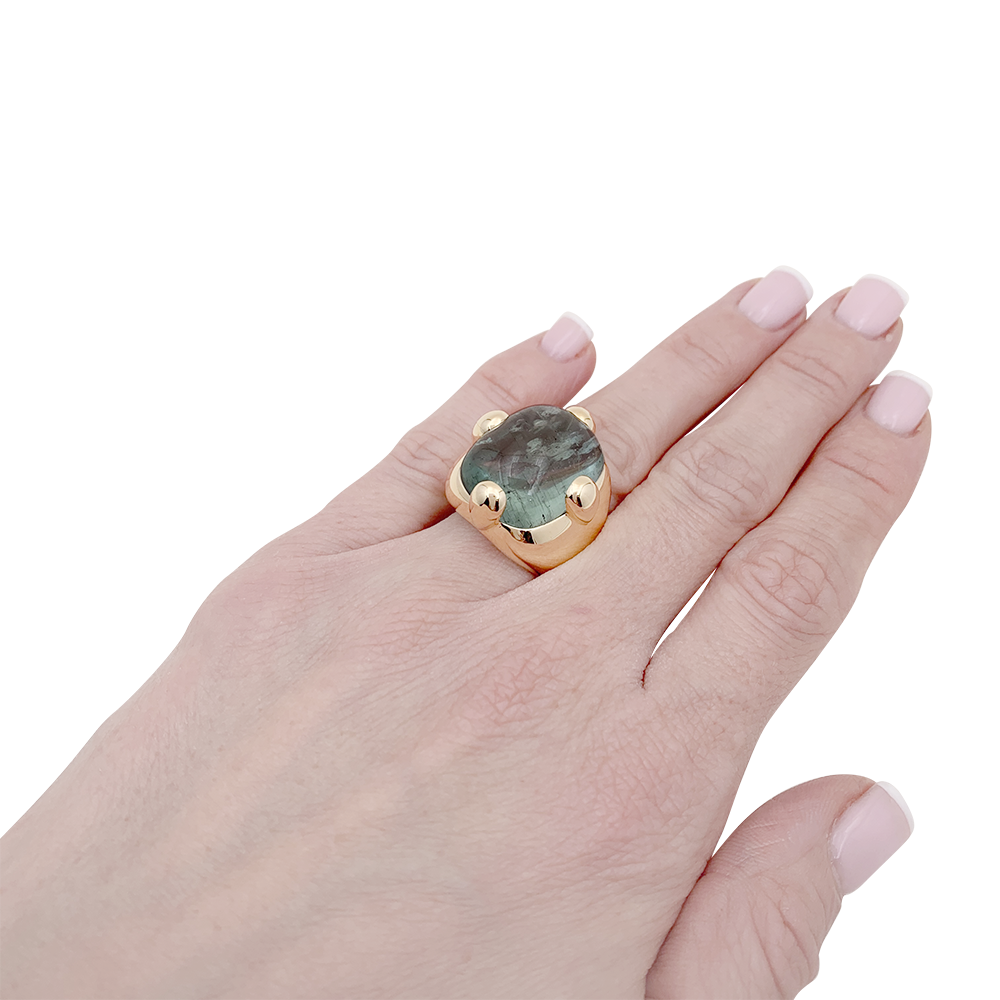 Bague Pomellato "Griffe" or jaune, aigue marine. 5
