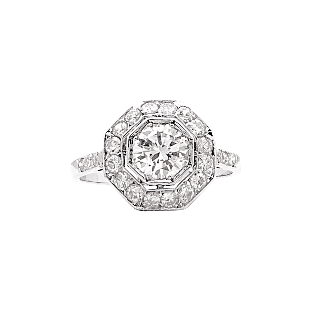 Bague ancienne platine et diamants. 1