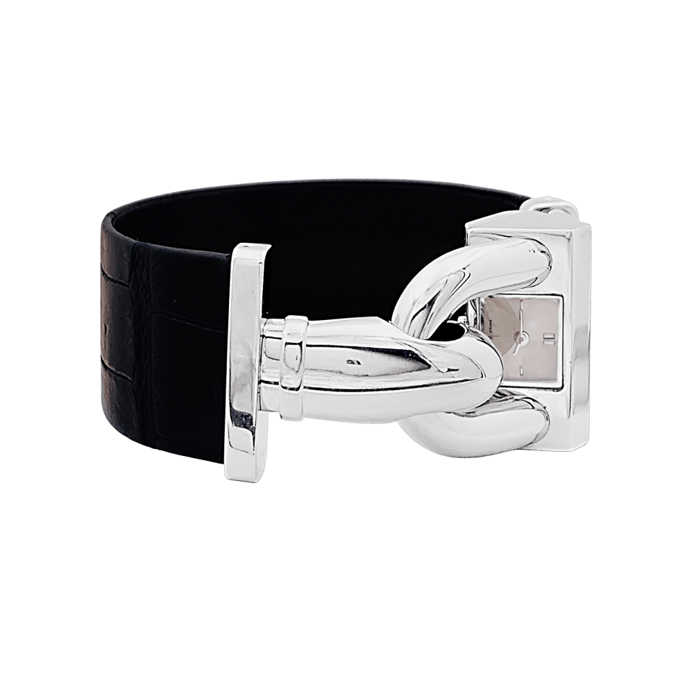 Montre Van Cleef & Arpels, "Cadenas", acier, cuir.  2