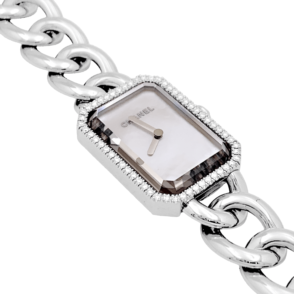 Montre Chanel "Première chaine", acier, nacre et diamants 2